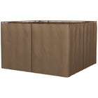Outsunny 10' L x 10' W Gazebo Curtains with Zipper Doors, Hooks/C-Rings for Patio, Only Curtains - Brown-Provides protection when enjoying leisure time outdoors