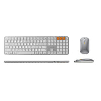 ProtoArc Backlit Bluetooth Keyboard and Mouse Combo for Mac - White-Both the wireless mouse and keyboard feature rechargeable batteries, with the mouse having a built-in 300mAh lithium battery and the keyboard having a larger capacity of 1200mAh