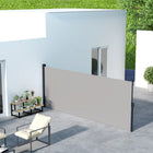 Outsunny Retractable Side Awning - 13' x 6' - Light Grey-Retractable awning: you can pull the roller blind out or take it back smoothly
