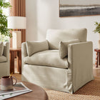 Modway Wellfleet Slipcovered Linen-Blend Armchair - Linen-Two Throw Pillows
