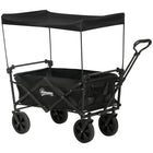 Outsunny Outdoor Collapsible 220 lb Capacity Wagon with Removable Canopy - Black-Spacious design, handles up to 29 gallon (110 L)