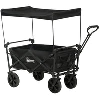 Outsunny Outdoor Collapsible 220 lb Capacity Wagon with Removable Canopy - Black-Spacious design, handles up to 29 gallon (110 L)