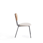 Manhattan Comfort Jardin 19.09" Industry Chic Upholstered Dining Chair - Nature and Oatmeal - Set of 4-Unique Round Shaped Backrest Made of Cane