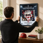 Frameworth Carolina Hurricanes 2026 Stanley Cup Champions: Seth Jarvis Ice Design PhotoGlass Framed Photo - 18" W x 22" H-Finished size 18x22 inches: Vertical framed display sized for living rooms, offices, fan caves, and sports rooms