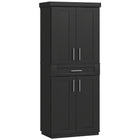 HOMCOM 72" H Modern Kitchen Pantry Cabinet with Shelves - Black-Simple appearance suitable to match most decorations 