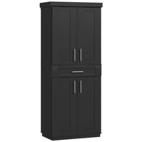 HOMCOM 72" H Modern Kitchen Pantry Cabinet with Shelves - Black-Simple appearance suitable to match most decorations 