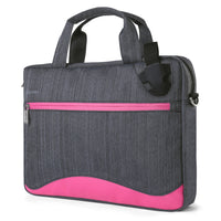 Vangoddy Wave 13" Laptop 2-in-1 Messenger Bag - Grey/Pink-2 in 1 Design. Easily converts between a messenger bag and a briefcase to suit your carrying preference.