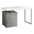 Monarch Specialties 7648 48" Computer Desk - White/ Concrete/ Silver Metal/ L/R-A modern 48"L computer desk in a fashionable style, with a reversible configuration for left or right setup, perfect to create a functional workspace in your home office.