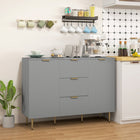 HOMCOM 47.2" L Sideboard Buffet Cabinet - Grey-Adjustable 3-level shelf accommodates various item heights