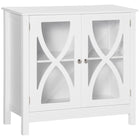 HOMCOM 31.5" L Kitchen Sideboard - White-Tempered glass brings elegance and romance to your interior designs