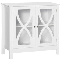 HOMCOM 31.5" L Kitchen Sideboard - White-Tempered glass brings elegance and romance to your interior designs