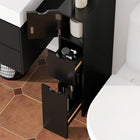 HOMCOM Narrow Bathroom Floor Cabinet with Drawer and Open Shelves - Black-Assembly required