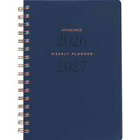 AT-A-GLANCE 2026-2027 Signature Weekly/Monthly Academic Planner - 8-1/2" H x 5-3/8" W - Navy - Bilingual-13 months: July 2026 - July 2027