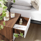 Modway Transmit 2-Drawer Nightstand - Walnut White-Smooth Wood Grain Laminate