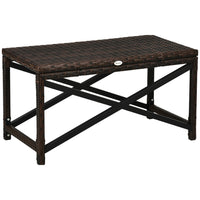 Outsunny Patio Wicker End Table with Plastic Board Under the Full Woven Table Top - Mixed Brown-Classic design is an excellent addition to your patio, garden and pool 