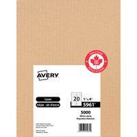 Avery White Rectangle Labels with Easy Peel, 1" x 4", for Laser/Inkjet Printer, 5000 Pack (5961)-1" x 4", White