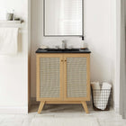Modway Soma 30" Bathroom Vanity - Oak/Black-Metal Doorknobs