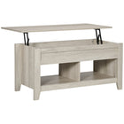 HOMCOM Lift Top Coffee Table with Hidden Storage and Open Shelves - Oak-Lift top coffee table with hidden storage space for storing your home items