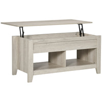 HOMCOM Lift Top Coffee Table with Hidden Storage and Open Shelves - Oak-Lift top coffee table with hidden storage space for storing your home items
