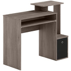 HOMCOM 39.25" Computer Desk with Sliding Keyboard Tray - Grey-Particle board structure with smooth and protective melamine coating