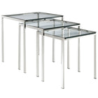 Modway Nimble Nesting Table - Silver - Set of 3-Tempered Glass Top