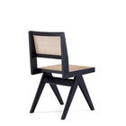 Manhattan Comfort Hamlet 17.64" Industry Chic Dining Chair - Black and Natural Cane - Set of 2-Unique Square Backrest Made of Cane