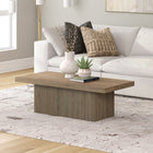 Hudson&Canal Torren 48"W Rectangular Coffee Table - Antiqued Grey Oak-Clean with a soft, dry cloth and no harsh chemicals or abrasive cleaning materials