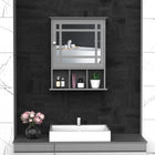 Kleankin Wall Mount Bathroom Mirror Cabinet with Three Shelves - Grey-Mirrors included for better preparation for your morning makeup or shaving
