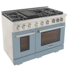 Kucht 48" KFX-X Series Pro Style Propane Gas Range - Stainless Steel/Light Blue -Product dimensions 27.75" L x 48" W x 36" H