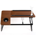 ShoppingAll Portable Foldable Lap Desk for Sofa and Bed - Brown-Convenience at Hand: Comes with a built-in cup holder to keep your beverages secure and within reach.