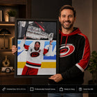 Frameworth Jordan Staal 20" H x 29" W Framed Canvas Carolina Hurricanes 2026 Stanley Cup Champions Framed Canvas - Officially Licensed NHL/NHLPA-Frameworth quality: Made in Canada by Frameworth Sports Marketing, established 1992, producing officially licensed sports memorabilia