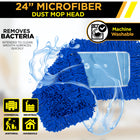 Gritt Commercial Microfiber Looped Dust Mop Pad Head - 24" x 5" - Blue-Quickly and easily attracts and whisks away dust