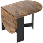 HOMCOM Oval Drop Leaf Space-Saving Folding Dining Table for 4-6 - Rustic Brown-Drop leaf design allows three setups: no leaf, a leaf, or two