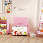 Qaba Toy Box, Kids Storage Chest with Lid, Safety Hinges and Groove Handles - Pink-Great for use in different spaces
