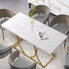 HOMCOM 59" Dining Table for Kitchen and Dinner - White-Melamine-faced particleboard offers a robust, easy-to-clean surface