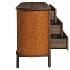 Modway Coralie Curved 6-Drawer Vegan Leather Oval Dresser - Walnut Tan-Adjustable Foot Glides