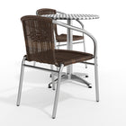 Flash Furniture 23.5" Round Aluminum Indoor-Outdoor Table Set with 2 Dark Brown Rattan Chairs-Designed for Commercial and Residential Use