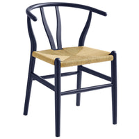 Modway Amish 32" Wood Dining Accent Chair - Midnight Blue-Elm Wood Dining Chair