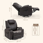 HOMCOM PU Leather Massage Recliner with 360 Degree Swivel Seat - Brown-Side pockets and cup holders included     