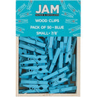 JAM Paper Wood Clip Clothes Pins - Small - 7/8" - Blue - 50 Pack-Colour: Blue