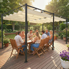 Outsunny Pergola with Retractable Canopy for Patio - 19' x 10' - Cream-A modern design with a two-tone palette enhances your outdoor decor 