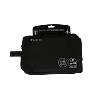 TUCCI Italy Travel Luggage-Suitcase Digital Accessories Bag - Black-Sleek, Compact Design - perfect for organized travel and daily commutes