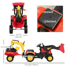 Aosom 3-in-1 Kids Ride-On Excavator Toy with Controllable Cargo Trailer - Red-Back part of the excavator can be disassembled, convenient for storage and transportation 