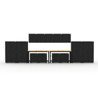 Cat RTA Garage Storage Cabinetry 15-Piece Set with 4 Lockers, 5 Walls, 2 Bases, 2 Drawer-Bases and 2 72" Workbenches-15-Piece Cabinet & Workbench Set: Four 36" heavy-duty lockers, four base cabinets, five wall cabinets, and 2 72" workbenches deliver practical storage and workspace.