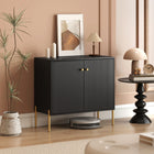 HOMCOM Modern 31.5" L Sideboard Buffet Cabinet with Fluted Doors - Black-Versatile sideboard can be used as an accent cabinet, kitchen storage cabinet, coffee bar cabinet or entryway cabinet