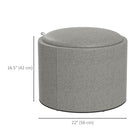 HOMCOM Round Tray Top Coffee Table with Storage and Upholstery - Grey-Can be used as a coffee table, side table, footstool or storage box