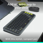 Logitech Pop Icon Bluetooth Keyboard & Mouse Combo - Graphite/Lime-Designed to be Different: This compact wireless Keyboard & Mouse Combo is anything but ordinary, its modern, contoured design is made with recycled plastic and is available in matching colours

