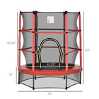 Outsunny Kids Trampoline with Enclosure Net - 55" Dia. - Red-Promote a healthy lifestyle for your child by working muscles, boosting heart rate, and improving flexibility 