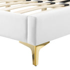 Modway Alexandria Tufted Performance Velvet Twin Platform Bed with Gold Metal Legs - White-8