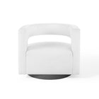 Modway Spin Cutaway Performance Velvet Swivel Armchair - White-Chair Weight Capacity: 300 lb